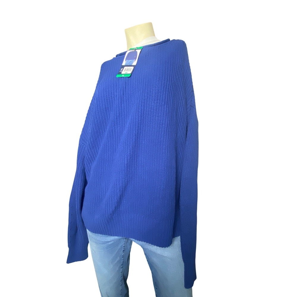 NWT GAP Womens Cobalt Blue Chunky Knit Crewneck Sweater Size XL